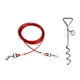 thumbnail image 5 of Cable y estaca para amarre de perros Cable para correa de perro exterior con estaca Espiral antioxidante Cable Rojo 500cm, 5 of 9