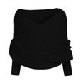 thumbnail image 1 of Women Knitted Sweater Tops Scarf With Sleeve Wrap Winter Warm Shawl Scarves, 1 of 5
