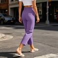 thumbnail image 5 of Guluxicc Women's Cotton Pants with Pockets Elastic Waist Button Front 7/8th Trousers for Everyday Wear Summer Casual Outfits, 5 of 9