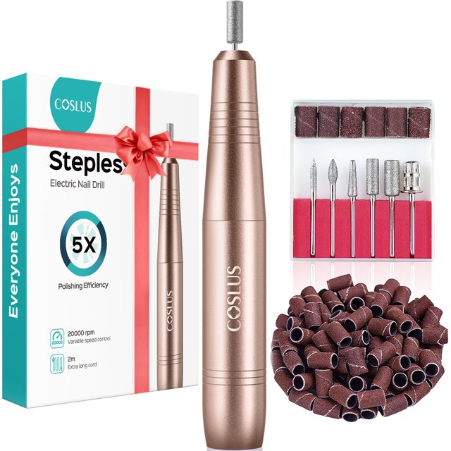 COSLUS Lima de uñas eléctrica con cable, taladro de uñas automático, máquina de manicura, amoladora de uñas, kit de lima de uñas eléctrica para mujer