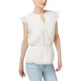 thumbnail image 1 of Cynthia Rowley Blusa de punto con volantes para mujer, blanca, mediana, 1 of 1