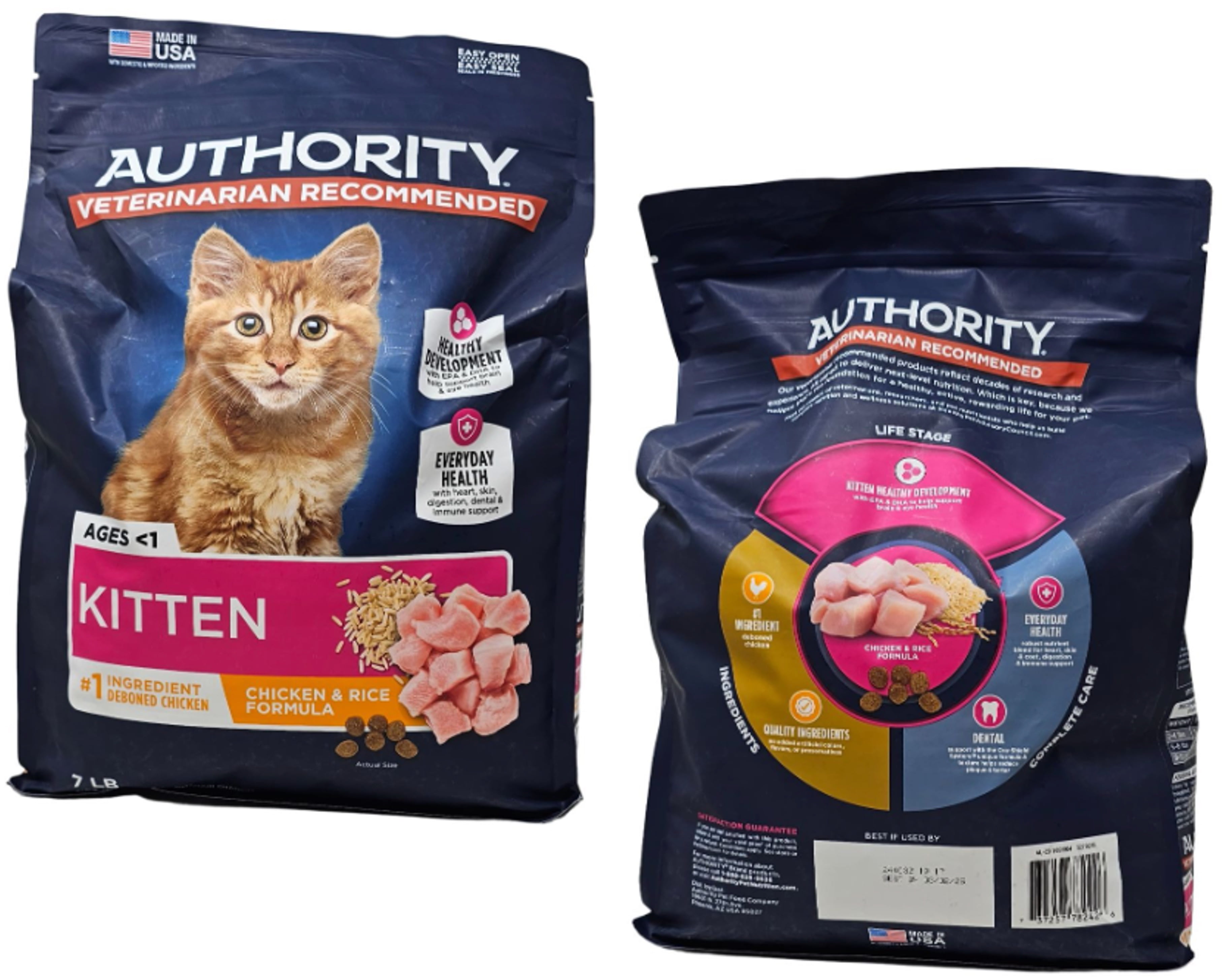 Authority Kitten Chicken and Rice Dry Cat Food 7 Pounds