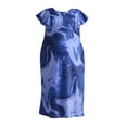 thumbnail image 3 of Time and Tru Women's Plus Silky Satin Midi Dress with Flutter Sleeves, Sizes XS-4X, 3 of 4