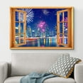 thumbnail image 2 of wall26 Canvas Print Wall Art Window View Neon Rainbow 4th of July Fireworks Celebrations &amp; Holidays Nature Photography Realism Landscape Colorful Multicolor for Living Room, Bedroom, Office - 24&, 2 of 5
