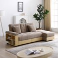 thumbnail image 2 of Convertible Sleeper Sofa Couch with Drop Down Table with 2Cup Holders, Multifunctional Double Folding Sofa Bed with Storage Ottoman and Sofa arm with box and drawer for Living room, Apartment, Brown, 2 of 9