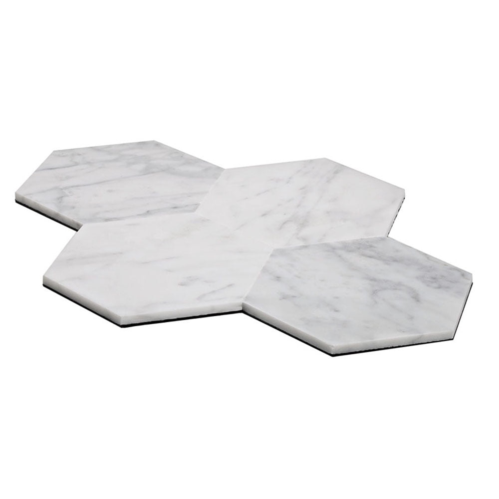 10 pack Carrara Hexagon 10.25 in. x 9 in. Honed Peel and Stick Backsplash Tile for Kitchen and Bathroom (6.41 sq. ft./Case)