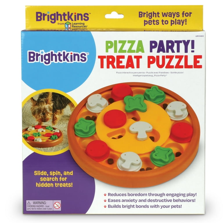 Brightkins Pizza Party! Dog Toy Treat Puzzle, Multi-Color Food