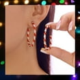 thumbnail image 2 of Festive Candy Cane Hoop Earrings - Reed & White Twisted Enamel Christmas Jewelry, 2 of 5