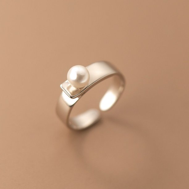 Anillos de perlas de Plata de Ley 925 originales para mujer, anillo de compromiso de boda, joyería Vintage de plata para mujer