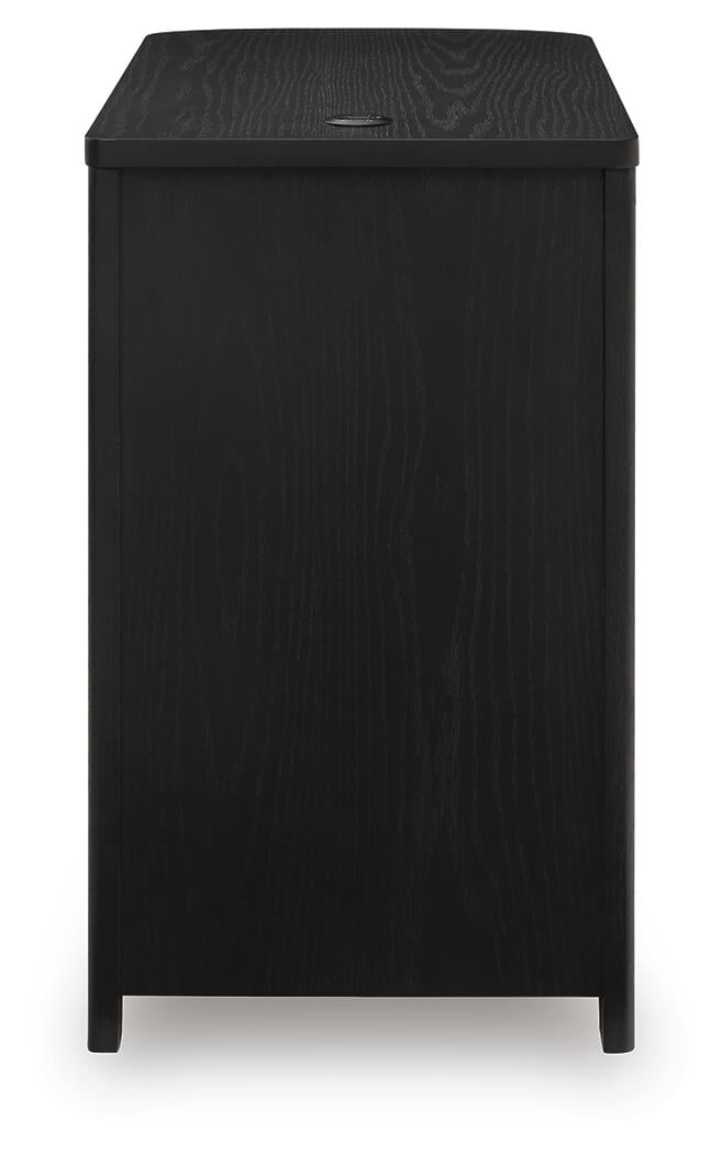 Camdill Chairside End Table with USB Charging Ports and 3 Drawers, Black Wood Finish