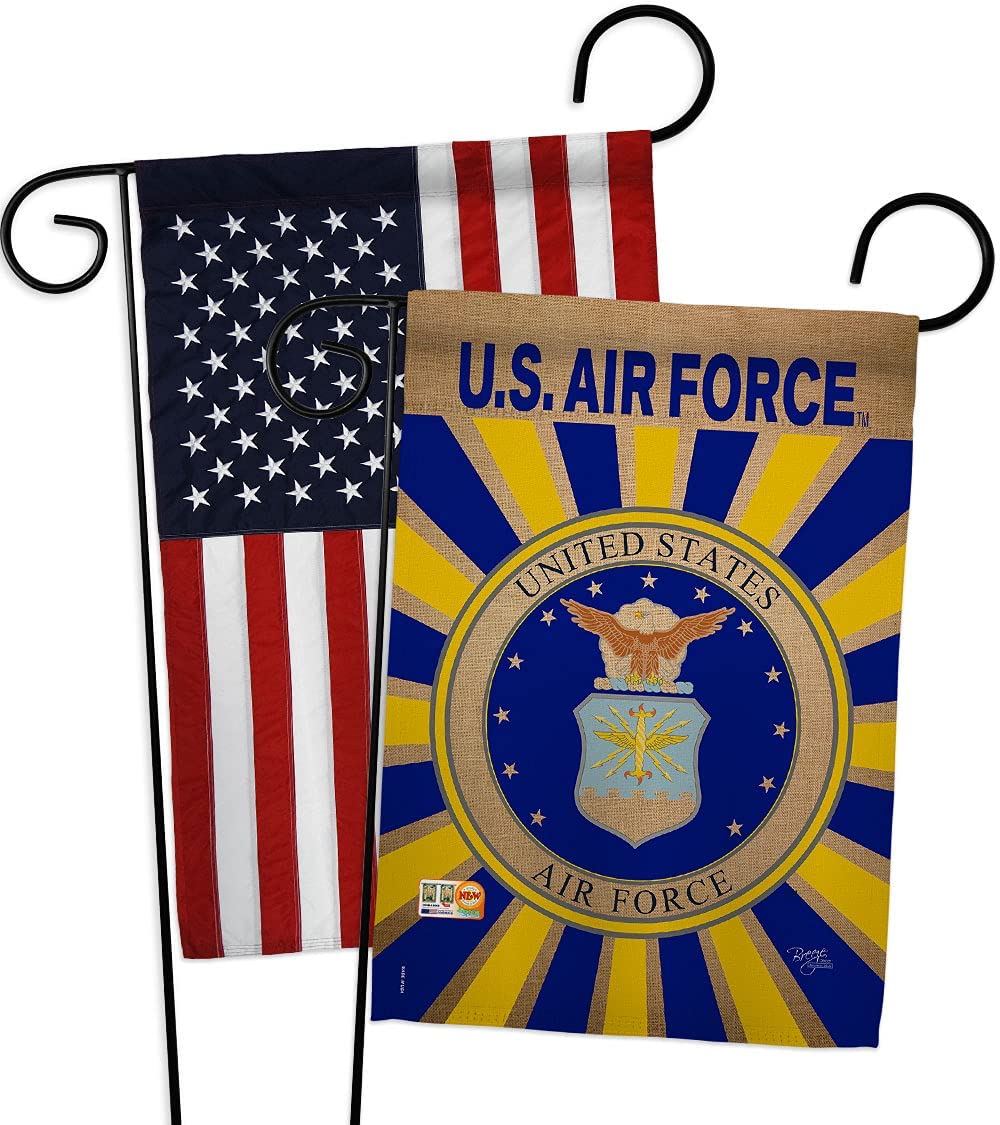 US Air Force Gartenflagge 33x47 Cm – Doppelseitig, Wetterfest Mit Metallständer