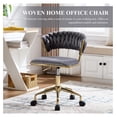thumbnail image 3 of Home Office Chair, Upholstered Task Chair with Woven Open Back, 360° Swivel Desk Chair with Wheels, Adjustable Vanity Chair, Computer Chair for Office, Studio (Grey), 3 of 7