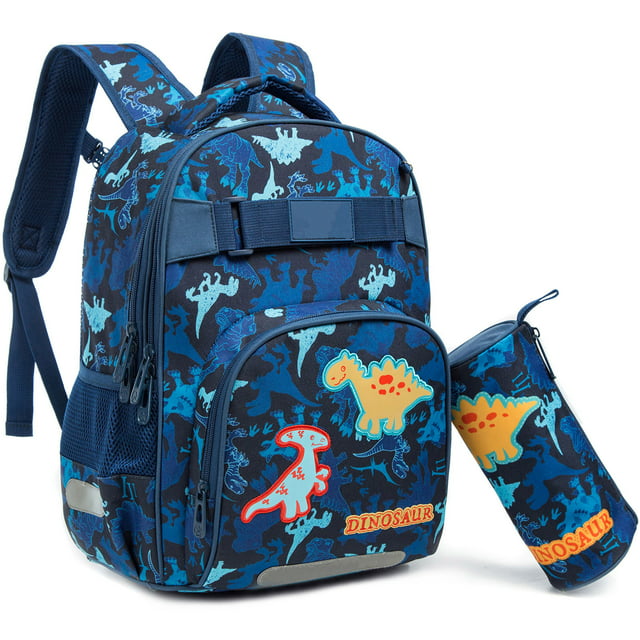 lvyH Kids School Backpack Unicorn Dinosaur Waterproof Schoolbag with Pencil Case Boys Girls Travel Outdoor,Blue