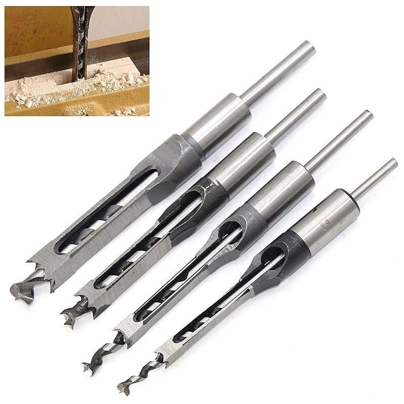Square Hole Saw Auger Mortise Drill Bit Set Mortising Chisel Tool Kit 6-12.7mm 