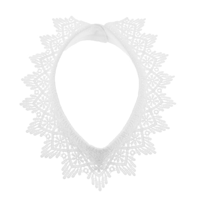 Blusa de mujer con media camisa desmontable y encaje calado, accesorio de fiesta de algodón Blanco