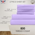 thumbnail image 2 of 6PC Bedding Set- 100% Organic Cotton Bed Sheet Set 800 Thread Count, 18" EXTRA DEEP POCKET, Crisp and Cooling Sateen Weave, Eco-Friendly - Lilac, Full, 2 of 7