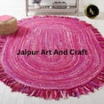 thumbnail image 2 of Jaipur Art And Craft Hand Braided Pink Chindi Cotton Oval Area Rug for Living Room, Bedroom, Entryway Rug Size - (7x9 Sq Feet), (84x108 Inches), (210x270 CM), 2 of 6