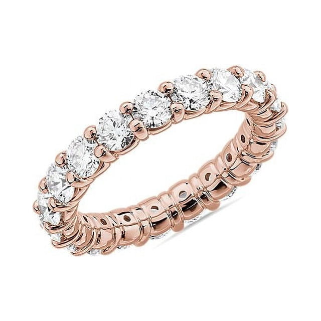 2.00 Carat Excellent Rond Naturel Diamond Belle Bande d'Éternité pour Mariée Solide 18K Or Rose Taille 5