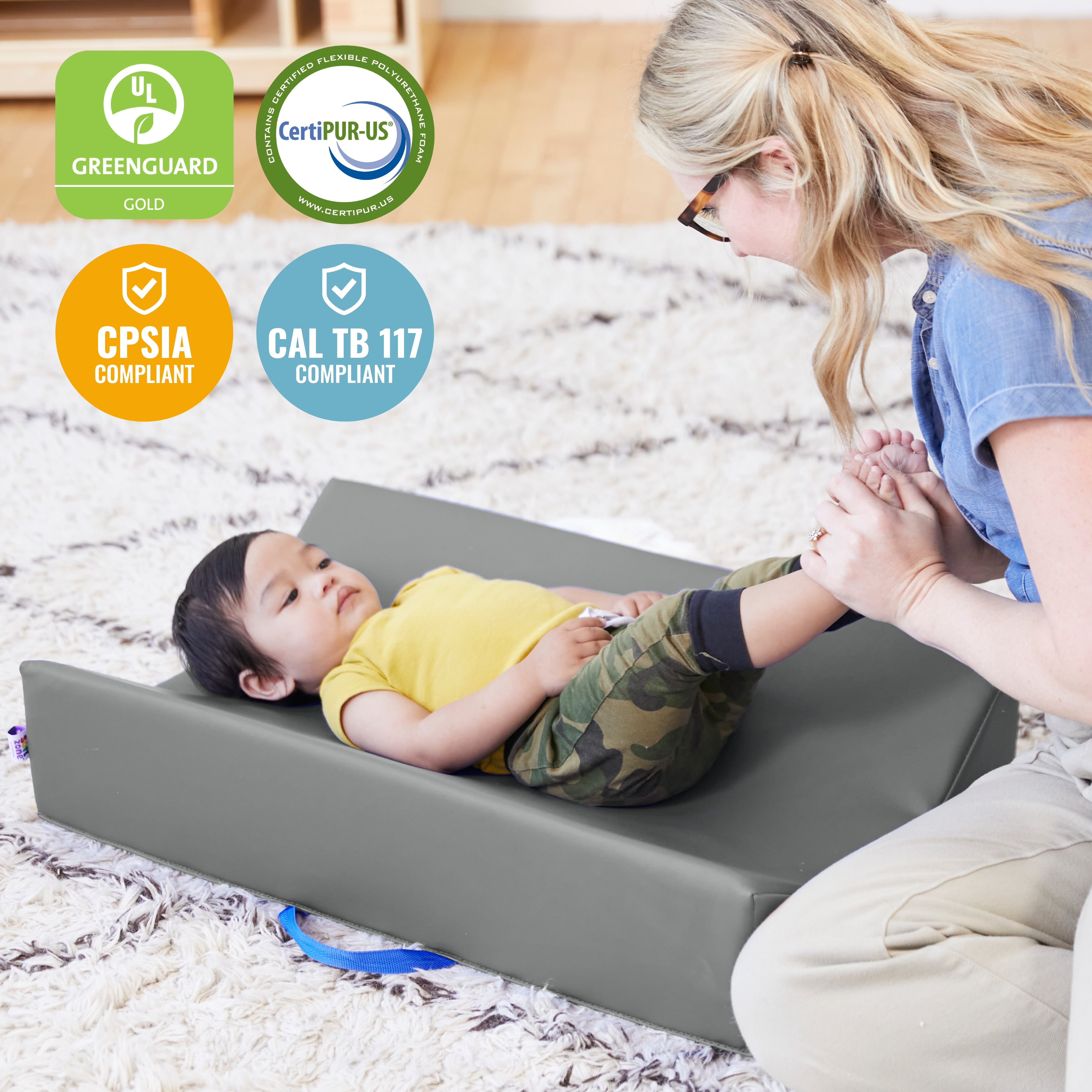 ECR4Kids SoftZone Baby Changing Pad with Carrying Handle, Newborn Essentials, Grey