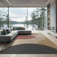 thumbnail image 2 of ODIKA 6'x9' Muted Earth Tones Minimalist Design Washable Area Rug Abstract Geometric Pattern with Soft Shapes for Queen Size Bedroom, Under Bed, Master Suite, Easy Care, Non-Shedding, 2 of 7