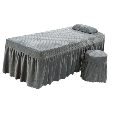 

Massage Bed Cover Sheet with Drop Skirt Beauty Salon Table Skirt Stool Cover - Grey