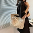 thumbnail image 2 of Straw Bags for Women, Shoulder Bag, Hobo Small Fresh Retro Casual Tote Bag for Daily, Elegant Bow Flower Shaped Decor Handbag is A Memorable Gift Idea for This Summer, White, 2 of 7