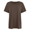 thumbnail image 4 of Womens Tops Casual Loose Fit Solid Color Tee Breathable Short Sleeve T Shirt Shirts for Women Brown L, 4 of 4