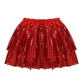 thumbnail image 2 of renvena Kids Girls Shiny Sequined Elastic Waistband Tutu Skirt Latin Jazz Dancewear 2-14 Red 8-10, 2 of 7