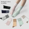 thumbnail image 5 of Honeysea 6 Pairs Crew Socks for Women Men - Checkerboard Athletic Calf Socks Breathable Cushioned Hiking Running Socks Unisex, 5 of 7