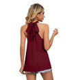 thumbnail image 4 of Women's Casual Sleeveless Tied Back Mock Neck Blouse Top, 4 of 8
