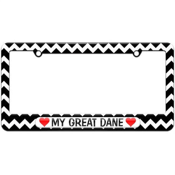 My Great Dane Love with Hearts License Plate Tag Frame, Multiple Colors