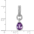 thumbnail image 2 of 925 Sterling Silver Polished Amethyst Pear Twisted Pendant Necklace 27x8mm Wide Pendant for Women, 2 of 2