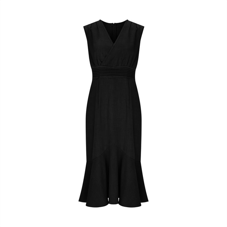 fitted lace wedding dress Miss Circle Women Saige Black Mermaid Midi Dress with Ivory Bow Bustline main image 0