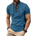 thumbnail image 4 of Men's short-sleeved henley shirt light lace-up sports short-sleeved top casual outdoor top, 4 of 8