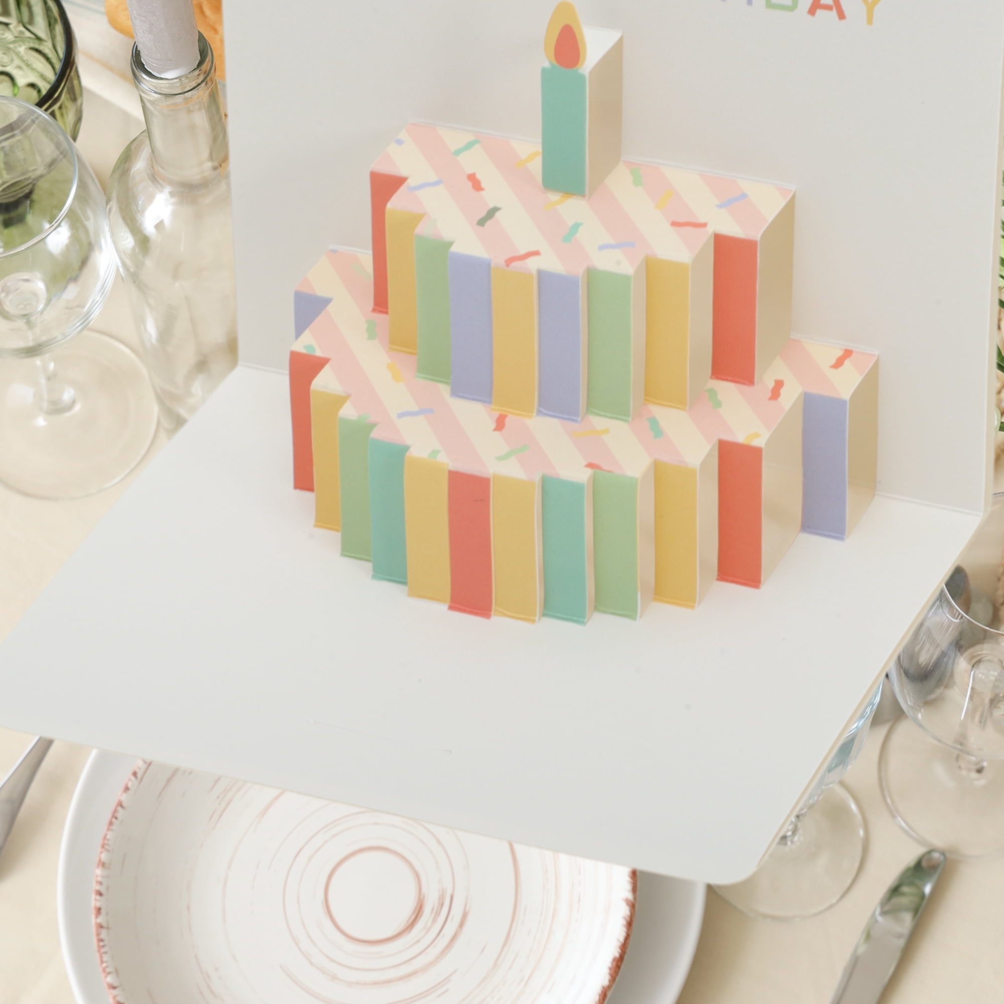 Unique Bargains 3D Heart Greeting Cards Blank Notecard for Friends Light Blue