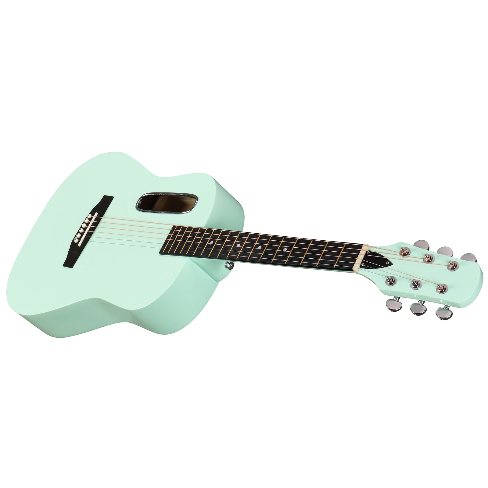 38-Inch Acoustic Guitar, H Body Shape, Basswood Top Back and Sides, 6 Steel Strings, 21 Frets, Beginner Starter Kit with Gig Bag, Strap, Picks, Spare Strings, Capo