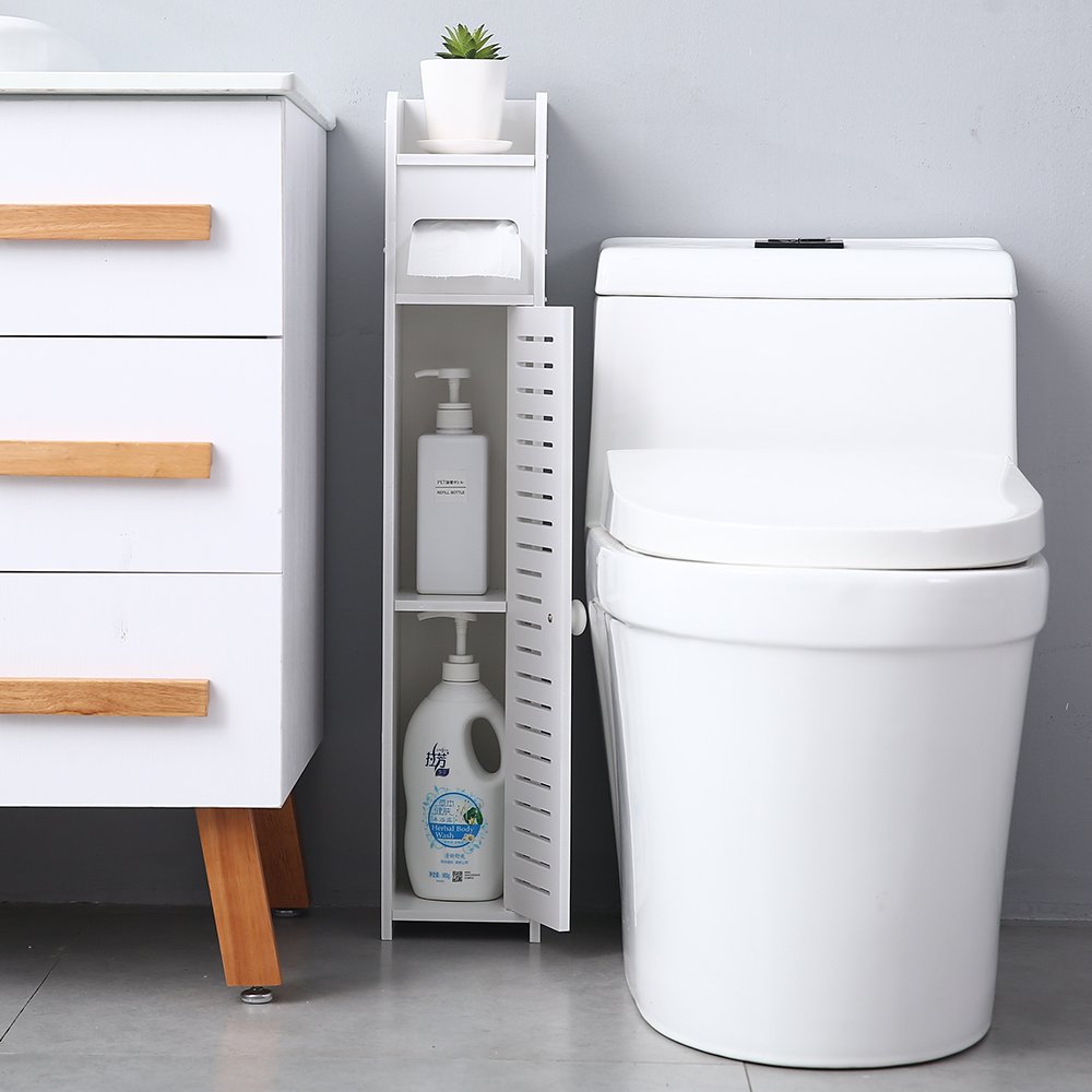 Topcobe Small Bathroom Storage Corner Floor with Doors and
