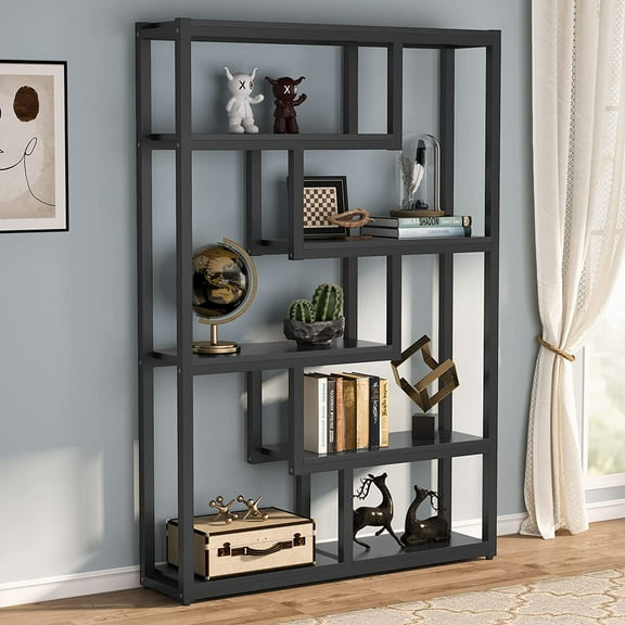 Tribesigns 6-Shelf Modern Bookshelf, Industrial Etagere Bookcase for Living Room, Black