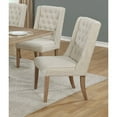 thumbnail image 2 of Rustic Natural Wood Dining Chairs Upholstered with Beige Linen Fabric (Set of 2), 2 of 2