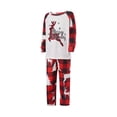 thumbnail image 3 of Christmas Family Matching Pajamas Set Plaid Letters Elk Print O-Neck Long Sleeve Tops+ Pyjama Trousers for Spring Fall, 3 of 10