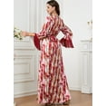 thumbnail image 5 of DYMADE Womens Fashion Muslim Ethnic Style Contrast Color Tassels Long Sleeve Loose Waist Maxi Dress, 5 of 6