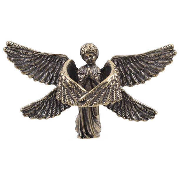 Mini estatuilla de Ángel, artesanías de latón, decoración de escritorio, estatua de Ángel Vintage, figura de Ángel de latón para escritorio