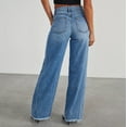 thumbnail image 6 of Difdany Women's Wide Leg Jeans High Waisted Strechy Hem Denim Pants Blue M, 6 of 6