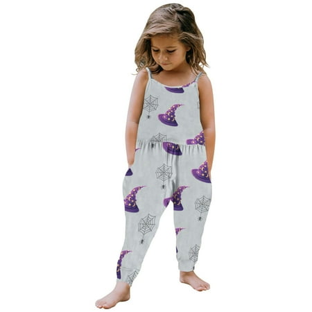 

Juebong Baby Pajamas Toddler Baby Girl Jumpsuit One Piece Sleeveless Strap Romper Harem Pant with Pockets Summer Baby Girls Outfit Clothes Summer Jumpsuits Romper for 3 Years