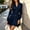 Navy Blue, variant on Morttic Women's Solid Color Blazer Collar Puff Sleeve A-Line Mini Dress – V-Neck, Pleated Waist, Office & Date Night Dress Navy Blue,S