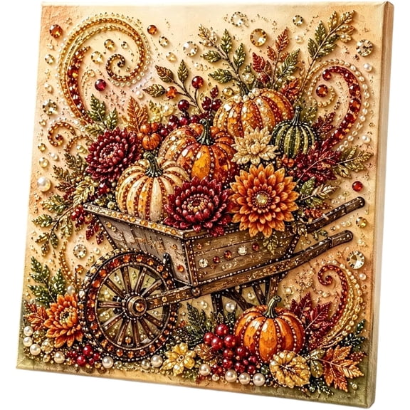 Miretho Autumn Pearl Painting Kit, DIY Diamond Pearl Art Craft for Adults, Fall Bead Painting Kit, Harvest Seasonal Home Decor, Thanksgiving Decorative Gift