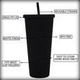 thumbnail image 4 of Aquaphile Plastic Matte Studded Tumbler with Lid and Straw Reusable BPA Free Iced Coffee Cups Double Wall Smoothie Cup,Black, 4 of 5