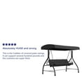 thumbnail image 4 of Flash Furniture 3-Seat Outdoor Steel Converting Patio Swing Canopy Hammock with Cushions / Outdoor Swing Bed (Black), 4 of 9