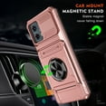 thumbnail image 3 of Designed for Moto G 5G (2023) Card Holder Case with 360°Rotatable Ring Holder Kickstand,2-Layer Heavy Duty Shockproof Rugged Hybrid Hard PC Soft Rubber Case For Motorola Moto G 5G (2023),Rosegold, 3 of 7