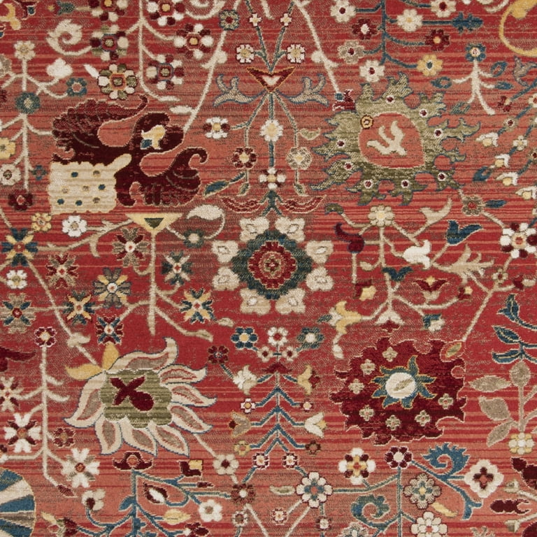 SAFAVIEH Tucson Washable Rug - 9' X 12', Red & Navy - Slip Resistant, Stain Resistant, Machine Washable